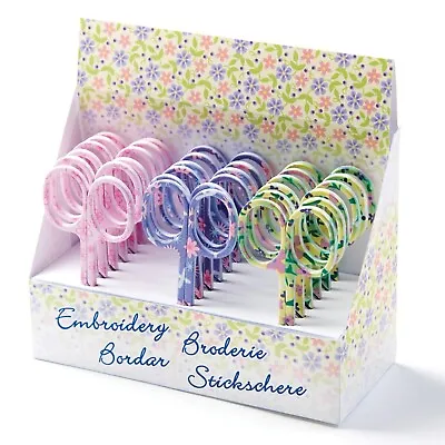 Floral Embroidery Scissors -Size 9.5cm/3.75in Choose A Colour • £2.99