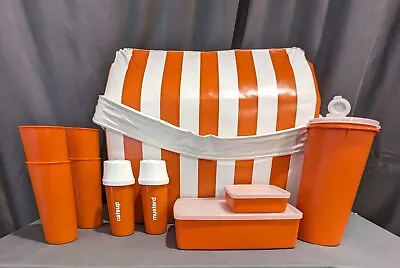 Vintage 1970s Tupperware Picnic Set Orange Stripe- Not Complete • $31