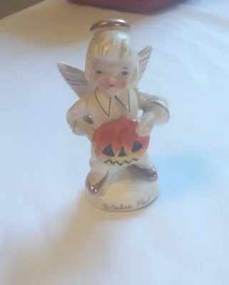 Vintage Ceramic Halloween  October Pal Girl Angel With Pumpkin Japan Napco RARE • $59.48