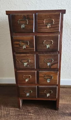 Vintage Handmade Library Card Catalog 10 Drawers Oak Pine • $395