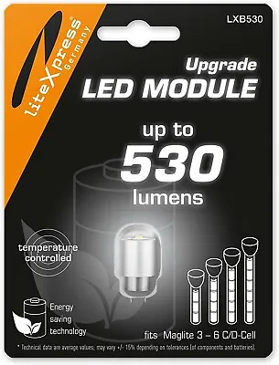 LiteXpress LXB530 LED Upgrade Module 530 Lumen For 3-6 C/D-Cell Maglite Torches • £18.99