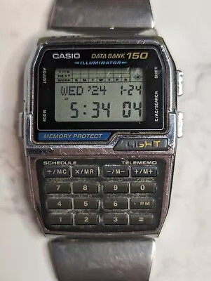 Men Vintage DIGITAL Calculator-Watch CASIO  DataBank 150  (1477) DBC-1500 • $59.95