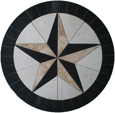 Floor Marble Medallion Texas Star Tile Mosaic 36 Compass Rose Medallion US • $499.99