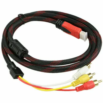 1.5M HDMI To 3 RCA Phono Red White Yellow Cable AV Audio Video Lead Universal TV • £3.97