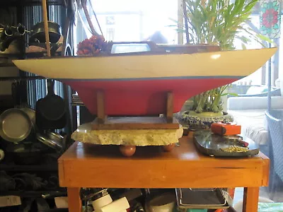 $994 • Buy Antique Model Ship Sailboat Pond Boat Nautical For Restoration 35  Pickup Only