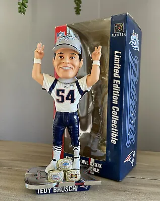 TEDY BRUSCHI New England Patriots 3x SUPER BOWL Ring Base Bobblehead NIB! • $100