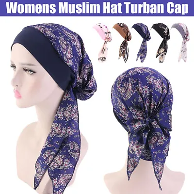 Pre-Tied Turban Hat Headwear Hair Loss Muslim Hijab Cancer Head Scarf Chemo Cap • £3.85