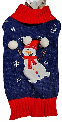 $7.51 • Buy Puppy Dog Blue Christmas Warm Winter Sweater Snowman Snowball Snow NWT Holiday