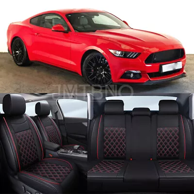 For Ford Mustang Full Set Deluxe PU Leather Car Seat Cover 5-Seat Front + Rear • $149.25