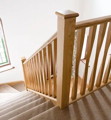 Solid Oak Twisted Spindle Stair & Landing Balustrade Staircase Kit Inc Newel • £525