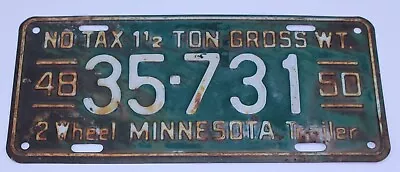 Minnesota 48-50 Trailer VTG License Plate Auto Tag Original Paint Car Truck Ton • $47.99