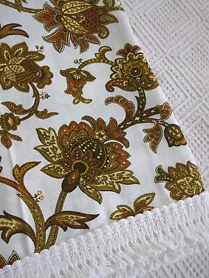 Vintage St Michael Brown Flower Double Bedspread Cotton Throw Cover 60s 70s NEW • £30