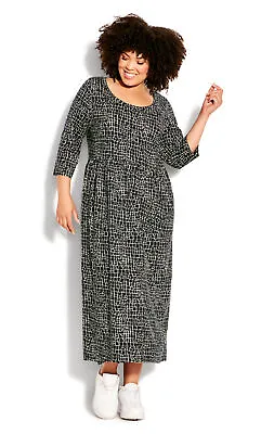 $40 • Buy Loralette By City Chic Womens Plus Size Reality Check Print Dress - Navy