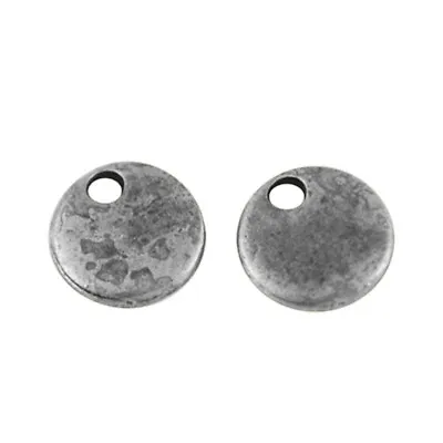 50 BULK Charms Metal Stamping Blanks Circle Charms Antiqued Silver Pendants 8mm • $7.99