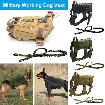 Tactical Dog Vest Harness – Military K9 Dog Training Vest –Working Dog+Leash AU • $34.99