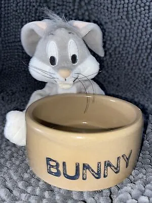 Rabbit Feed Bowl 11cm Brown Ceramic “Bunny” Wording On Side VGC • £7