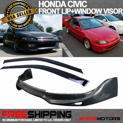 Fits 92-95 Honda Civic 2/3Dr JDM PU Front Bumper Lip + Sun Rain Window Visor • $115.99