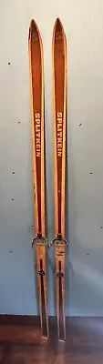 Great Old Wooden Snow Skis Vintage Measuring 81 Inch Long BROWN Finish • $99.74