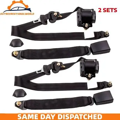 2 SET 3 Point Retractable Car Safety Seat Belt Lap Diagonal Belt Adjustable • $42.49