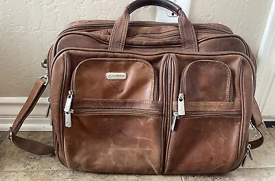 Franklin Covey -Leather Padded Briefcase/Messenger/Laptop Bag Blemish On Bag • $48.30