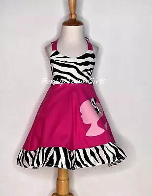 Girls Costume Boutique Sassy  Barbie Hot Pink Zebra Halter Dress  • $38