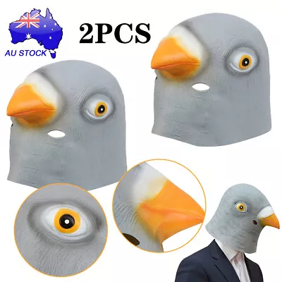 AU 2Pcs Pigeon Head Mask Creepy Animal Halloween Costume Theater Prop Latex Toys • $24.69