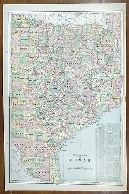 Vintage 1900 EAST TEXAS Map 14 X22   Old Antique Original AUSTIN FORT WORTH WACO • $31.64