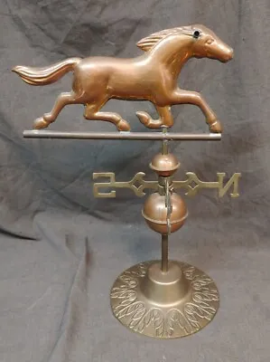 Vintage Trotting Horse Copper And Brass Tabletop Stand Weathervane  • $95