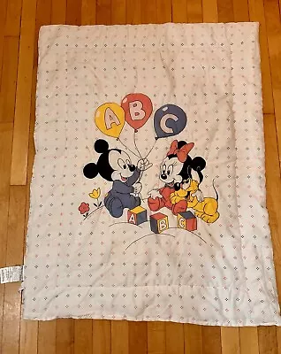 Vtg Dundee Disney Comforter Baby Mickey Mouse Minnie Pluto ABC Crib Blanket EUC • $56.95