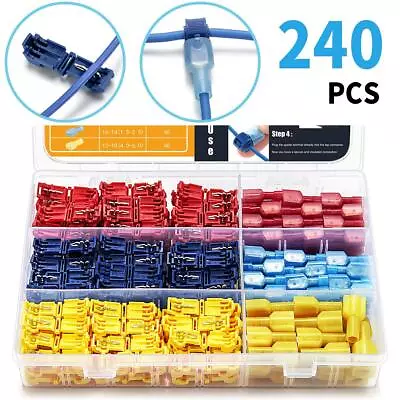 240Pcs T-Tap Electrical Wire Crimp Terminals Quick Splice Cable Connectors Kit • $21.98