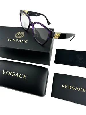Versace NEW Transparent Plum $409 Frames Jeweled 52-17-145 Eyeglasses VE3329B • $92.40