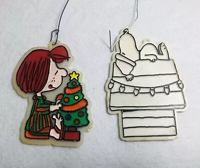 Vintage Peanuts Snoopy Charlie Brown 2 Christmas Ornaments Paint By Number Flat • $9