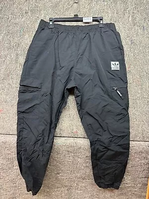 Adidas Mens Track Pants Cargo Jogger Black Zip Pocket XL • $24.99