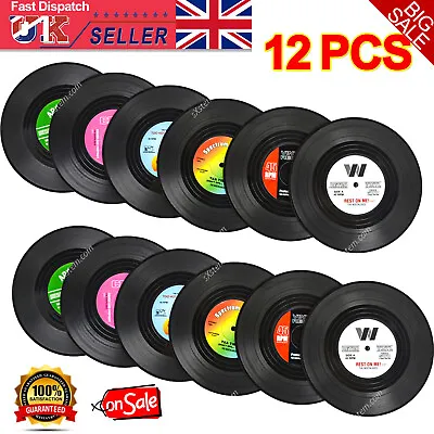 £8.79 • Buy 12PCS Vinyl Record Table Mats Drink Coaster Table Placemats Creative Coffee Cup