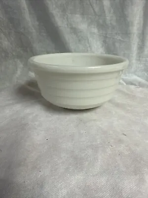 1930-40s White Milk Glass Ribbed Bee Hive 7” Footed Mixing Bowl Unbranded • $12.99