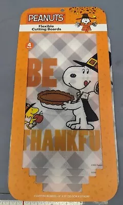 Peanuts Snoopy Be Thankful 4 Pack Thanksgiving Flexible Cutting Boards New • $14.99