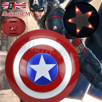 Captain America Shield Prop 33CM Kids Shield Xmas Gifts With LED Lights & Sound • £8.32