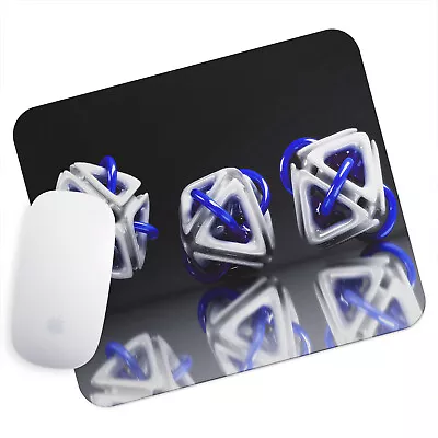 UK Seller Anti-Slip Gamimg Mouse Pad Mat PC Laptop  3D Blue Black Shapes • £5.99