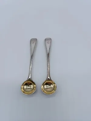 Victorian Antique Sterling Silver Salt Spoon Pair London 1855 • £40