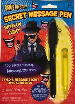 SECRET MESSAGE PEN WITH UV LIGHT Invisible Ink Spy Joke Gift Funny Toy Marker • $6.95