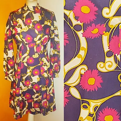 £15 • Buy Amazing Vintage 60s 1960s Mod Psychedelic Dress Sz 10