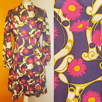£15 • Buy Amazing Vintage 60s 1960s Mod Psychedelic Dress Sz 10