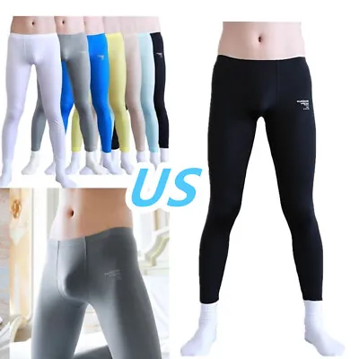 US Mens Compression Pants Solid Color Base Layer Skinny Pants Tights Trousers • $10.69