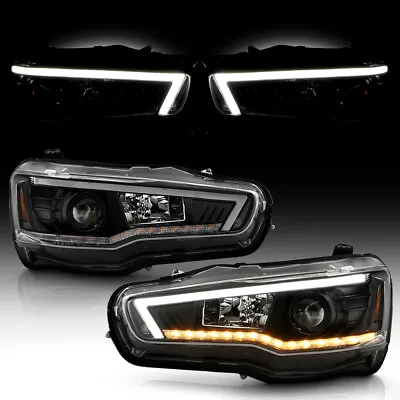 Sequential LED Tube Projector Headlights For 2008-2017 Mitsubishi Lancer Pair • $328.99