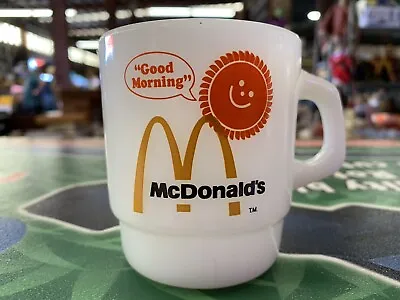 McDonalds Coffee Mug Fire King Anchor Hocking USA Milk Glass Good Morning Sun • $19.99