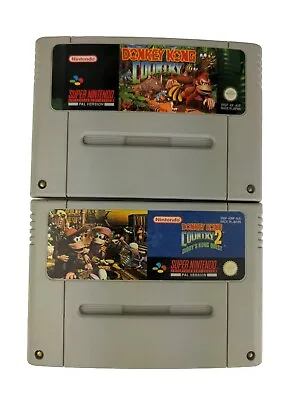 $70 • Buy 2 X Donkey Kong Country Games Bundle - 1 & 2 SNES PAL SUPER NINTENDO - Cart Only