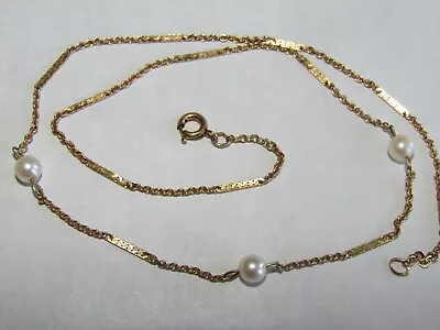 12K GF Gold Filled Cultured Pearl Delicate Chain Necklace Choker 15 & 1/2  Long • $10