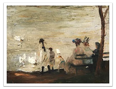 Swans In Central Park (1906) GEORGE BELLOWS Vintage Painting 17x22  Art Print • $20.99