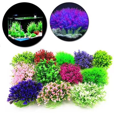 $4.39 • Buy Fish Tank Aquarium Decor Accessories Artificial Water Plants Plastic Water Grass