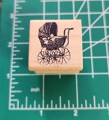 Vintage Magenta Rubber Stamp - Victorian Baby Carriage- EUC- Small- B20 • $5.65
